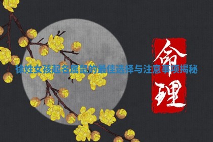 徐姓 🦣 女孩起名属鼠的最佳 🍛 选择与注意事项揭秘
